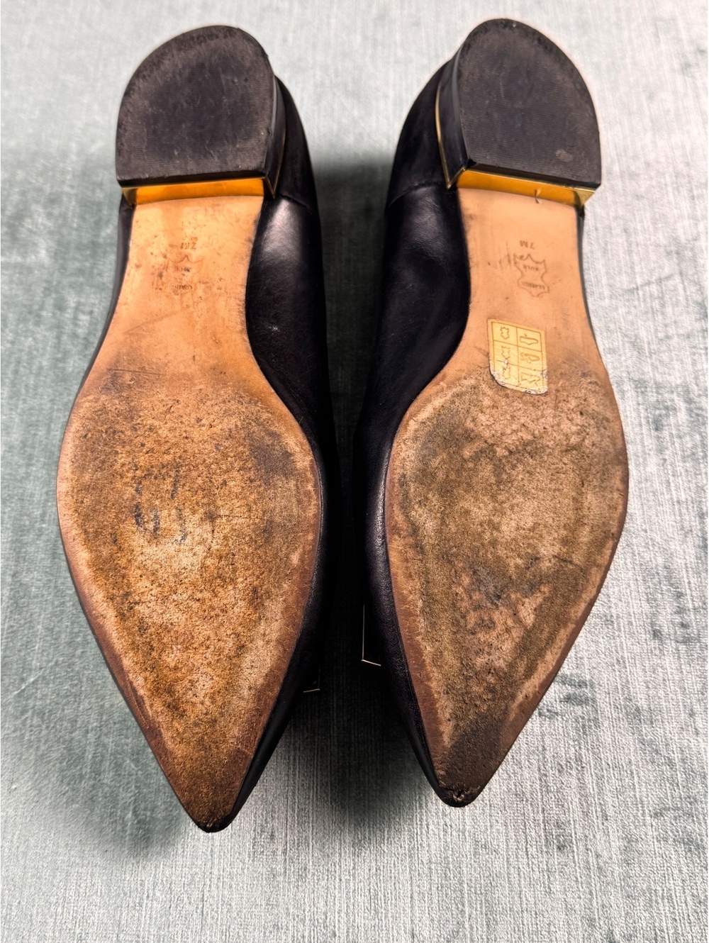 Tory Burch black leather suede pointed toe flats size 7 - Picture 6 of 7